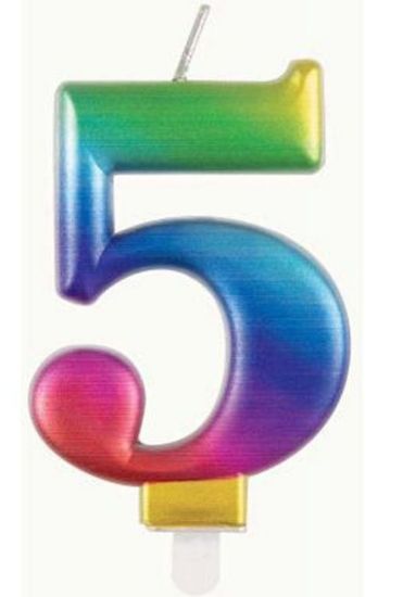 Picture of 5 Birthday rainbow candle