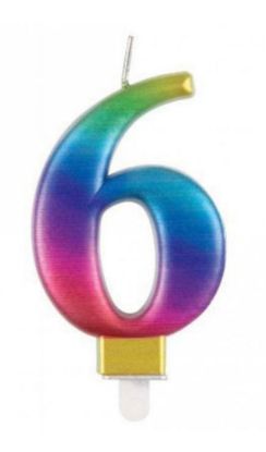 Picture of 6 Birthday rainbow  candle