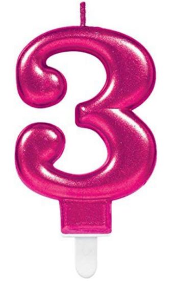 Picture of 3 Birthday pink candle