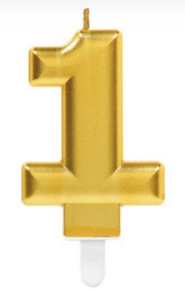 Picture of 1 Birthday gold candle