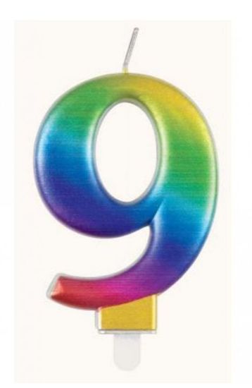 Picture of 9 Birthday rainbow candle