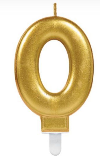 Picture of 0 Birthday gold candle