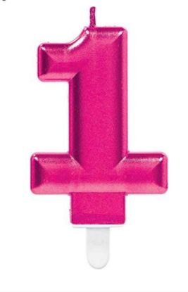 Picture of 1 Birthday pink candle