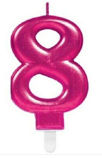 Picture of 8 Birthday pink  candle