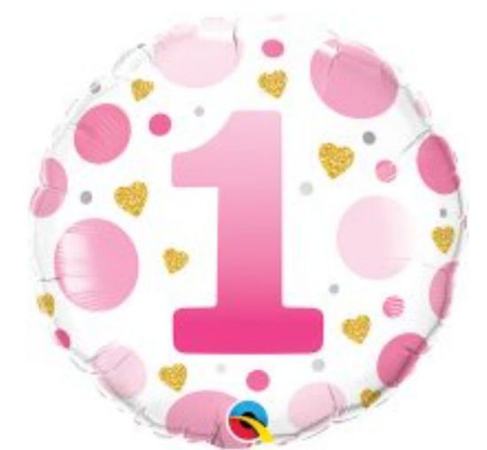 Picture of 1 Balloons  pink & gold dots