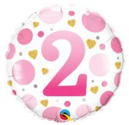 Picture of 2 Balloons  pink & gold dots