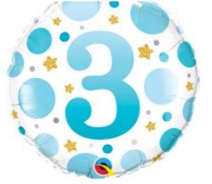 Picture of 3 Balloons  blue dots