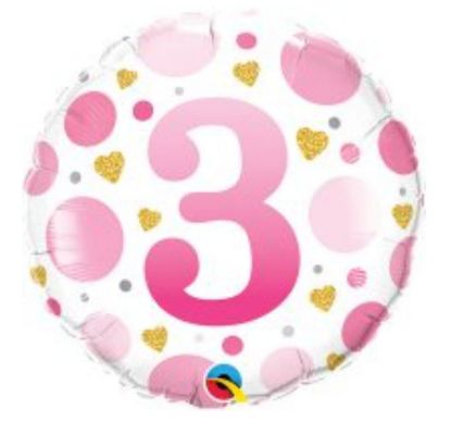 Picture of 3 Balloons  pink & gold dots