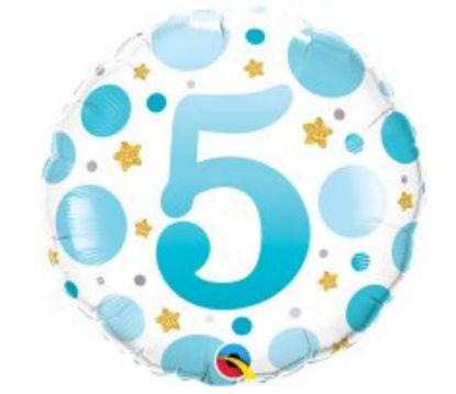 Picture of 5 Balloons  blue dots