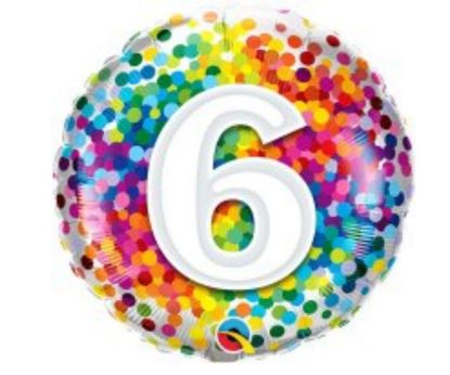 Picture of 6 Balloons rainbow  dots