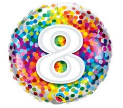 Picture of 8 Balloons rainbow  dots