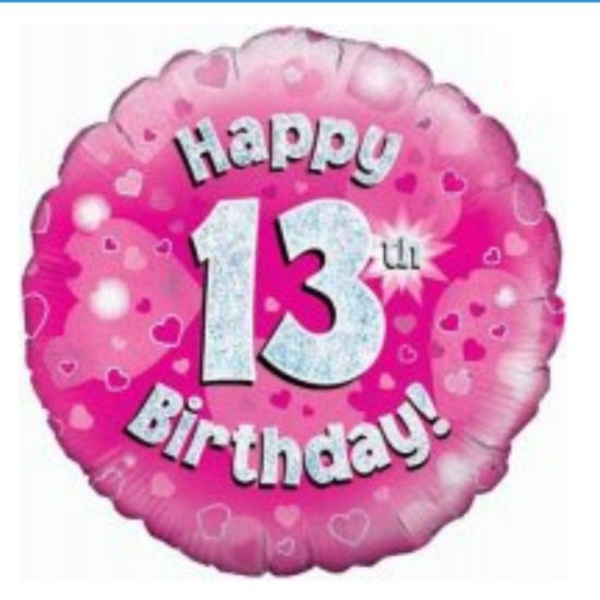 Picture of D. 13th Balloon holographic  pink