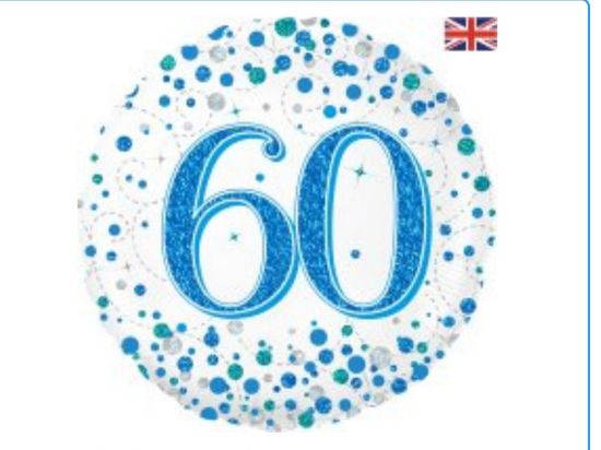 Picture of N. 60th balloon Blue & Silver sparkle design