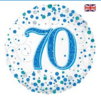 Picture of O. 70th balloon Blue & Silver sparkle  design