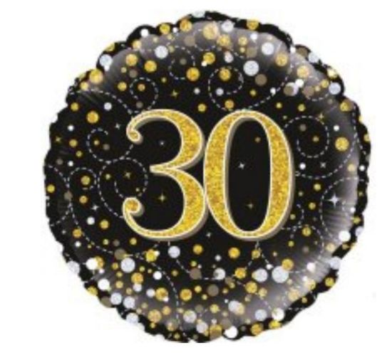 Picture of K. 30th Gold & Black sparkle Balloon