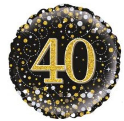 Picture of L. 40th Gold & Black sparkle Balloon