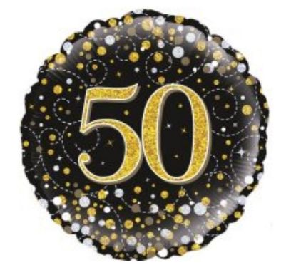 Picture of M. 50th Gold & Black sparkle Balloon