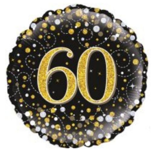 Picture of N. 60th Gold & Black sparkle Balloon