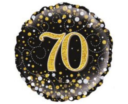 Picture of O. 70th Gold & Black sparkle Balloon