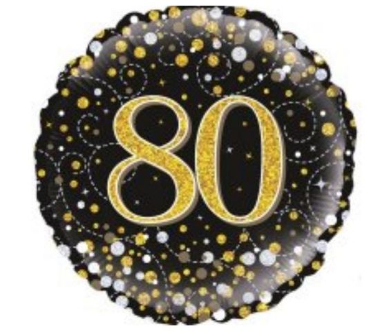 Picture of P. 80th Gold & Black sparkle Balloon