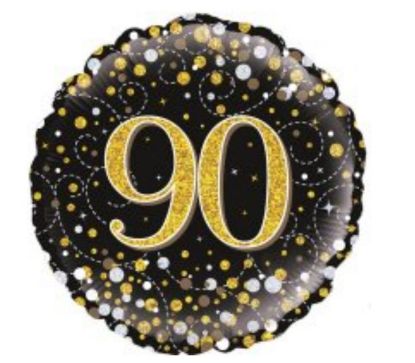 Picture of Q. 90th Gold & Black sparkle Balloon