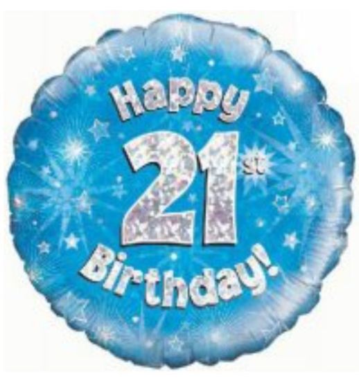 Picture of J. 21st balloon Holographic  blue