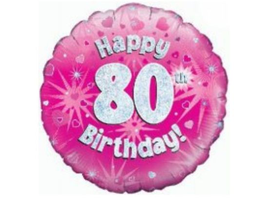 Picture of P. 80th balloon Holographic pink
