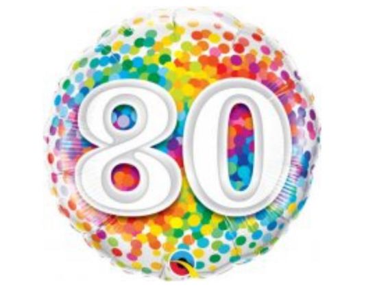 Picture of P. 80th balloonRainbow dot