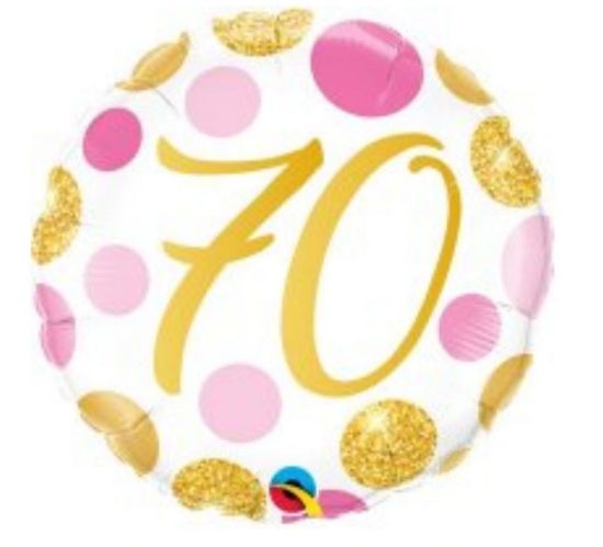 Picture of O. 70th balloon  pink and Gold