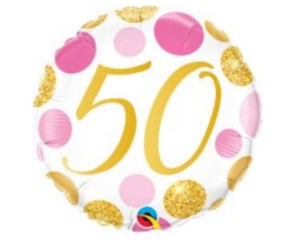 Picture of M. 50th balloon  pink and Gold