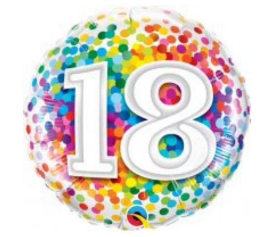 Picture of I. 18th balloon Rainbow dot
