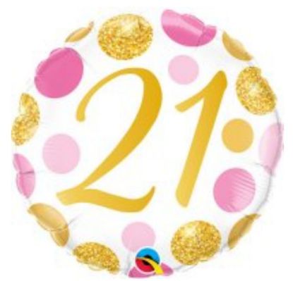 Picture of J. 21st balloon  pink and Gold