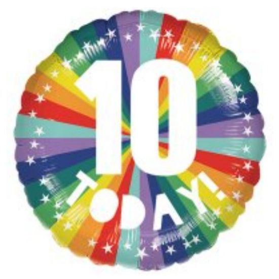 Picture of A.  10th Balloon bright rainbow design