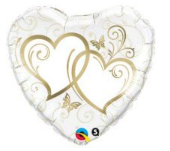 Picture of Heart shape balloon in gold and White